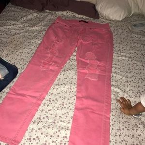 Bubblegum\pink distressed jeans